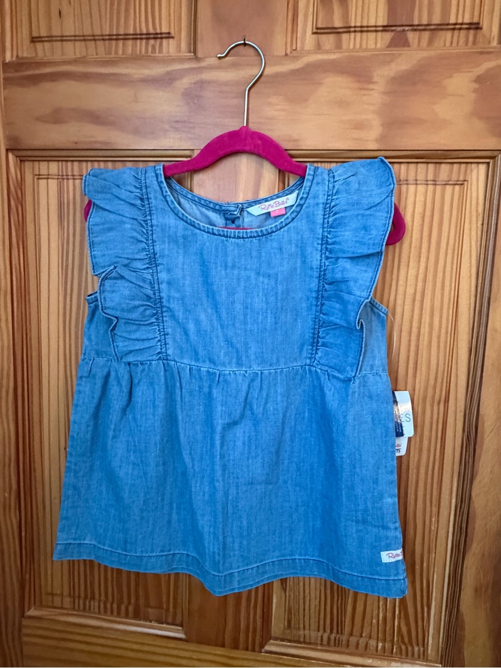 Ruffle Butts Denim Ruffle-Sleeve Tank Top - Blue